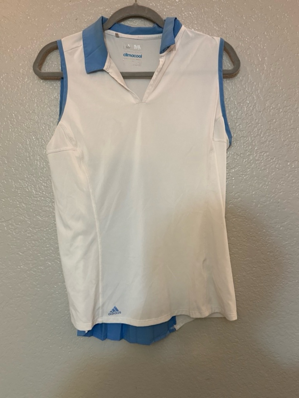 adidas Women’s White & Light Blue Sleeveless Swim Top